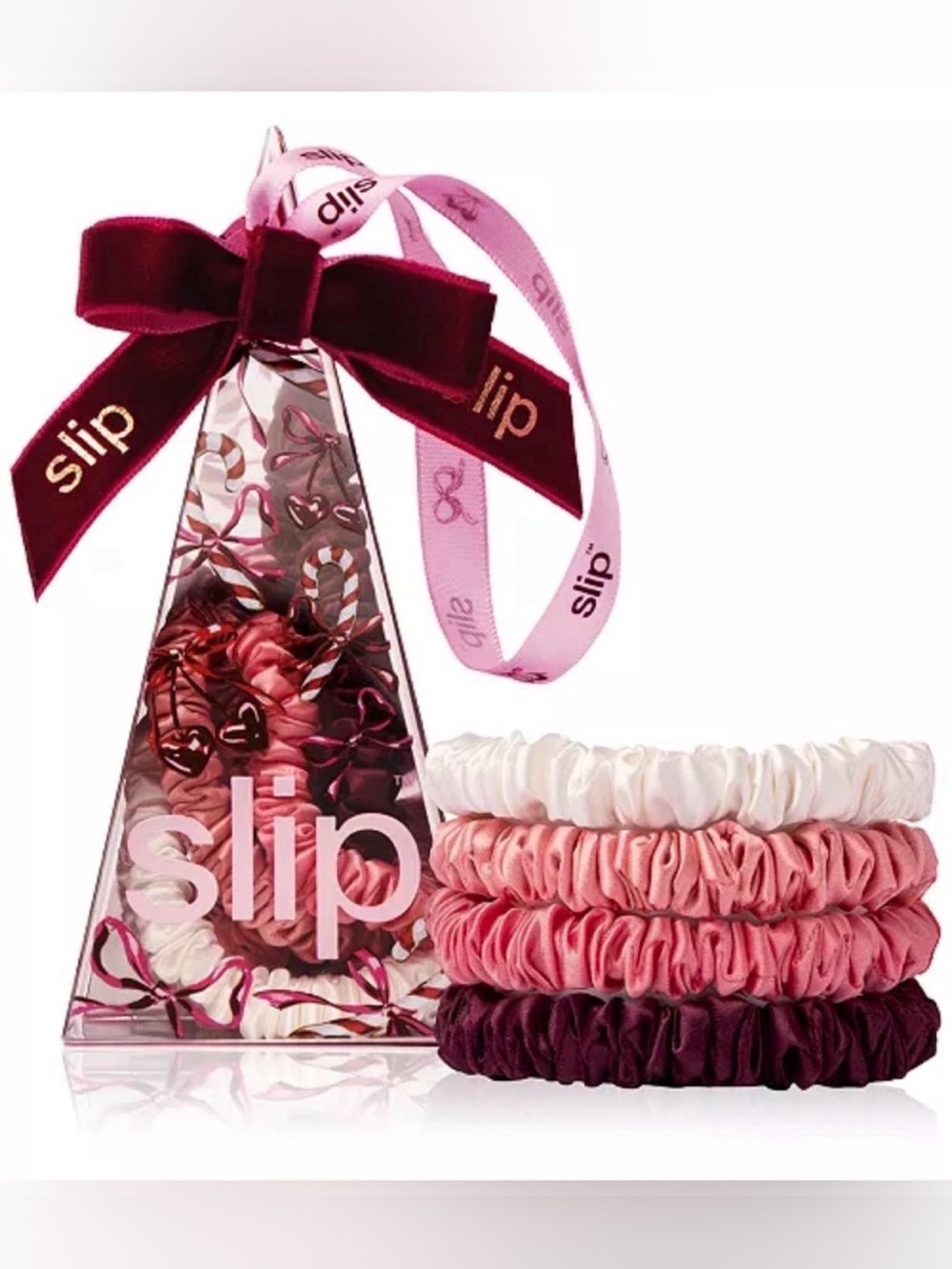 SLIP 4-Pc. Pure Silk Candy Cane Skinny Scrunchies Set